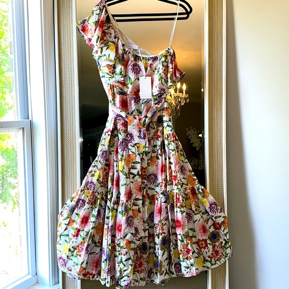 Borgo de nor Petra linen one shoulder tiered midi dress - Picture 5 of 16